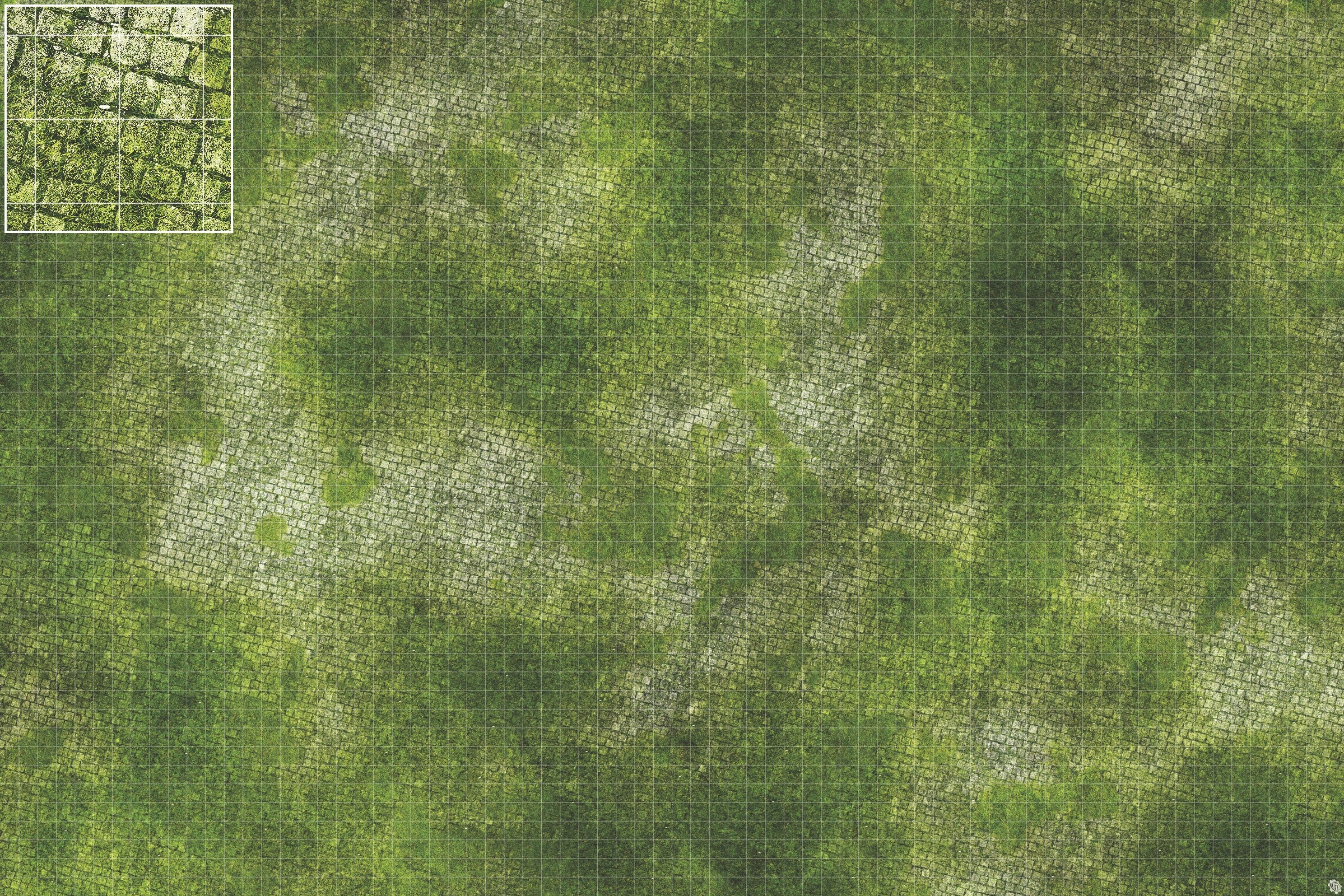 Mats by Mars: Overgrown Cobbles Tabletop Wargaming Play Mat