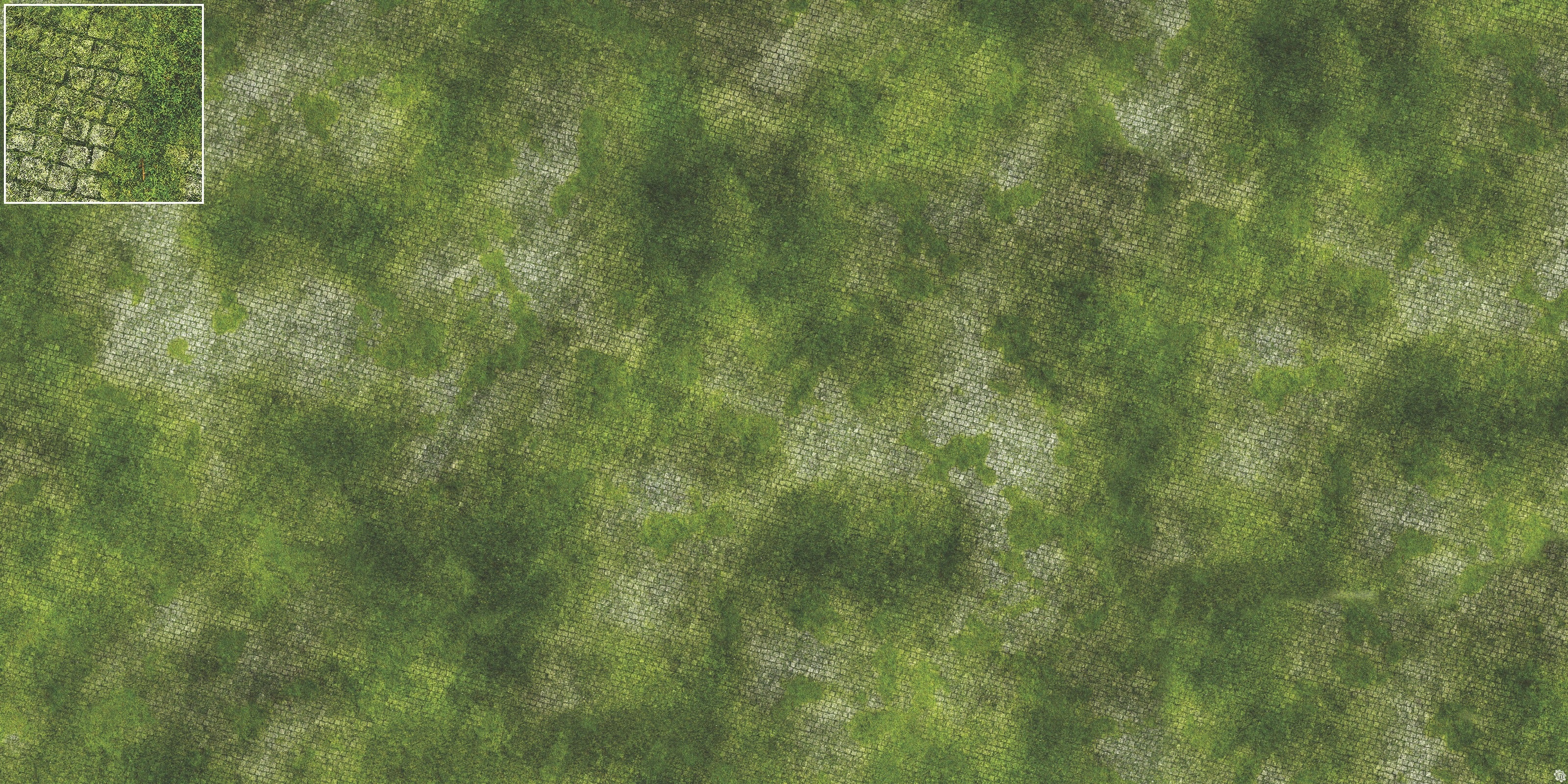 Mats by Mars: Overgrown Cobbles Tabletop Wargaming Play Mat