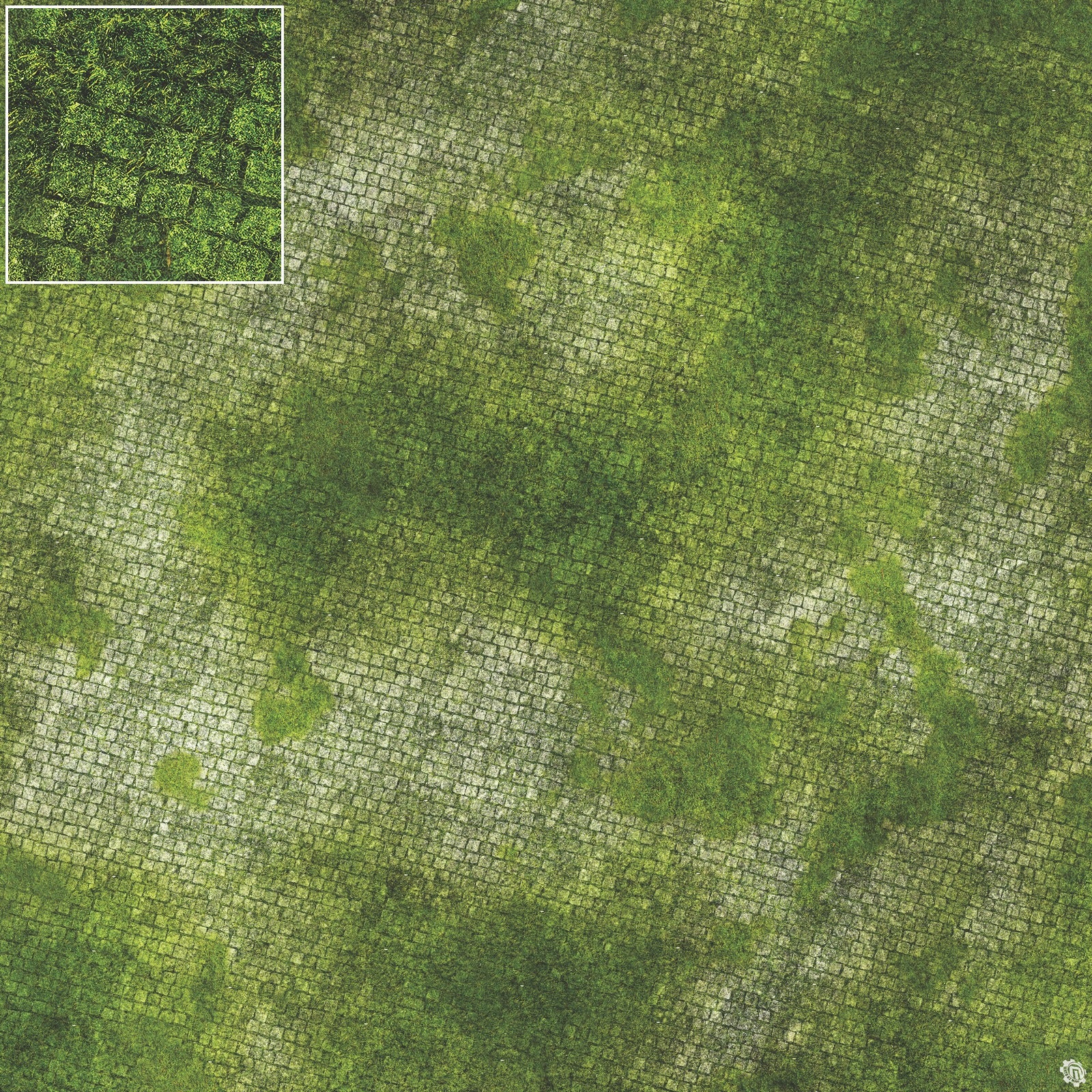 Mats by Mars: Overgrown Cobbles Tabletop Wargaming Play Mat