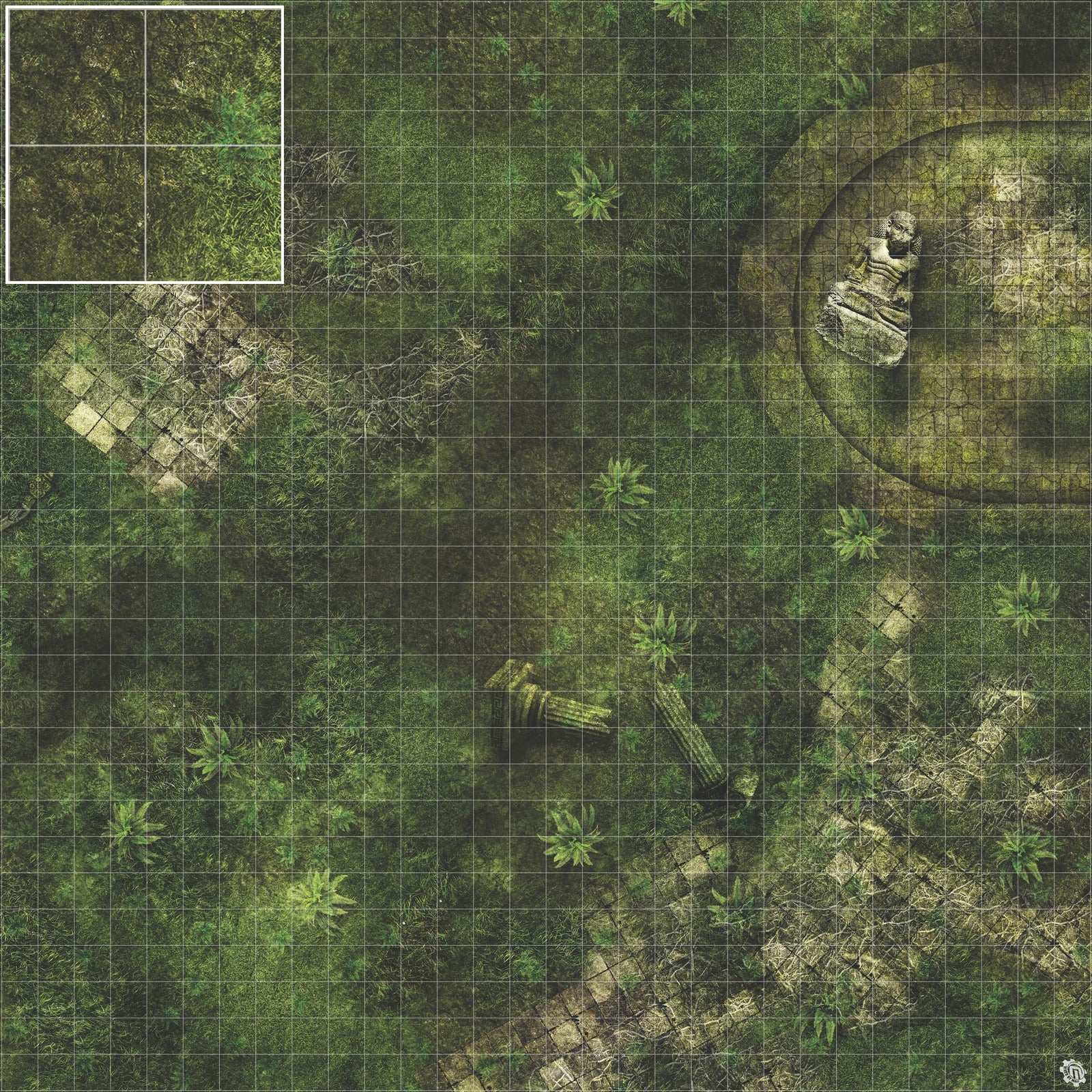 Mats by Mars: Forgotten Temple (Basin) Tabletop Wargaming Play Mat