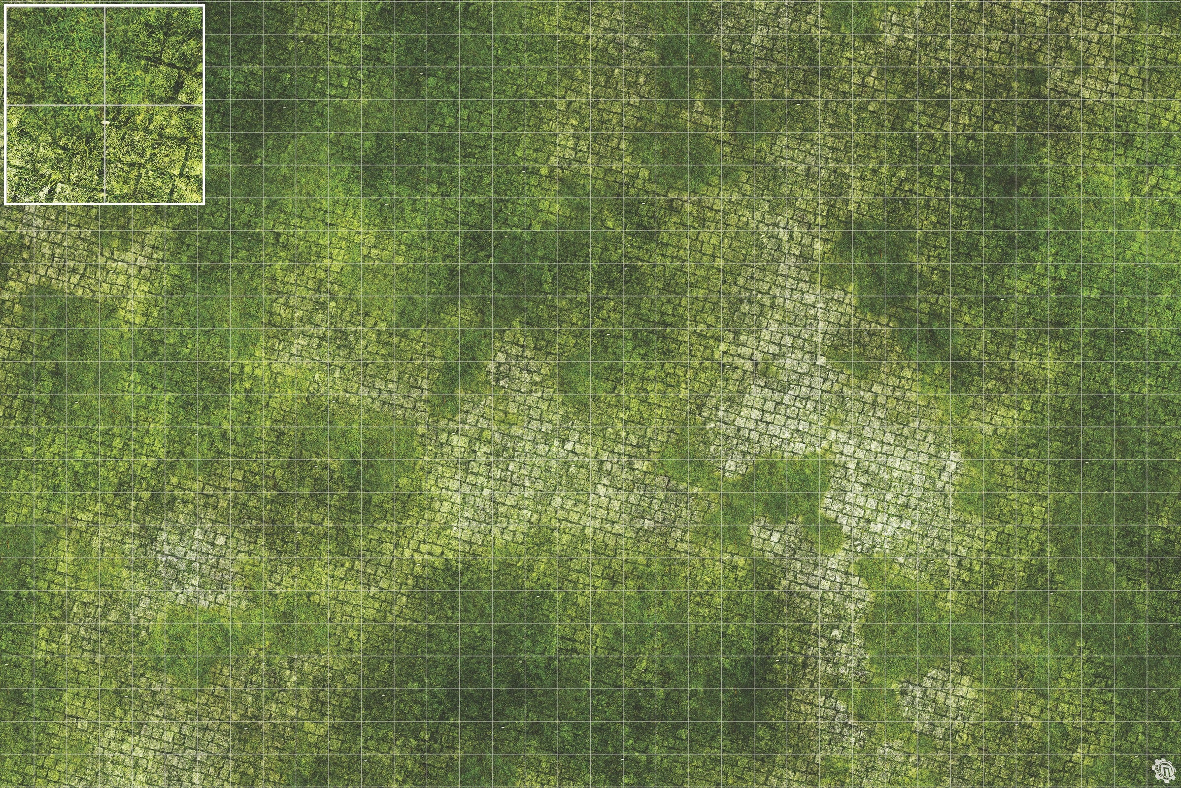 Mats by Mars: Overgrown Cobbles Tabletop Wargaming Play Mat