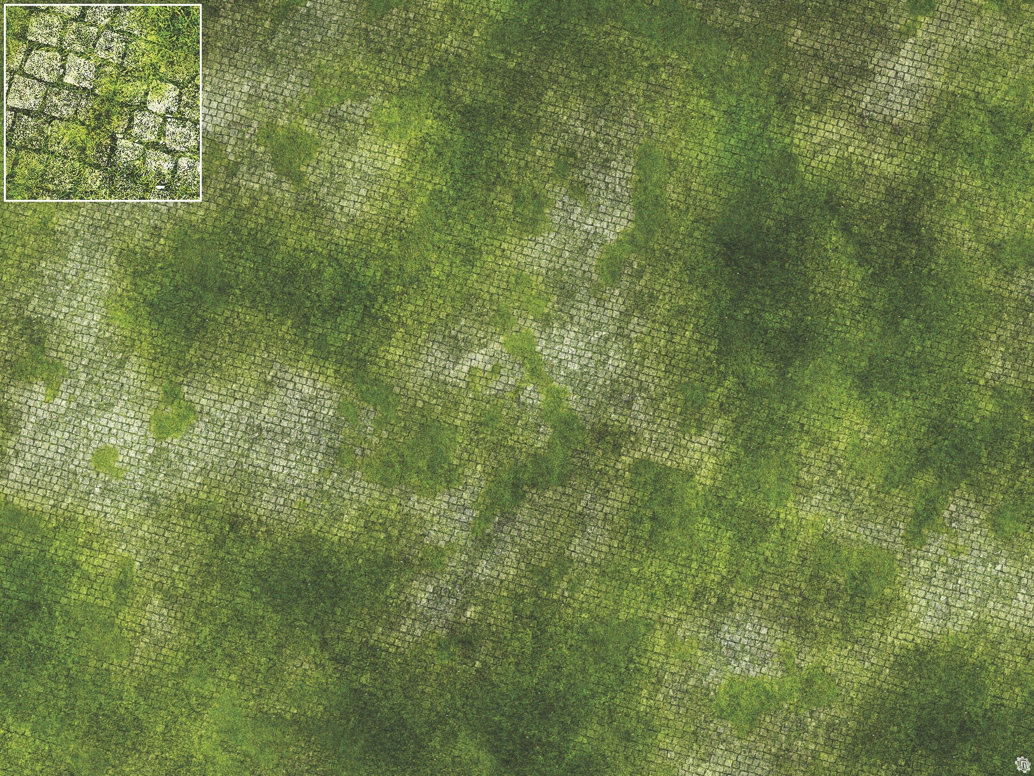 Mats by Mars: Overgrown Cobbles Tabletop Wargaming Play Mat