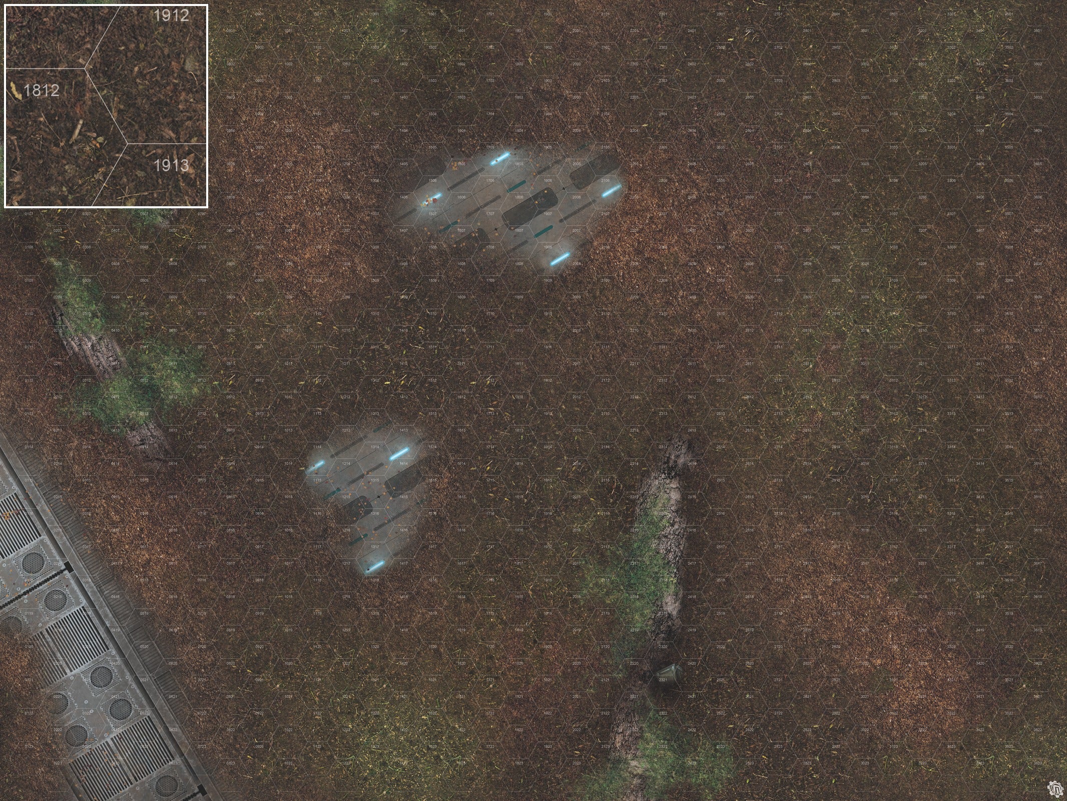 Mats by Mars: Hidden Outpost (Blue) Tabletop Wargaming Play Mat