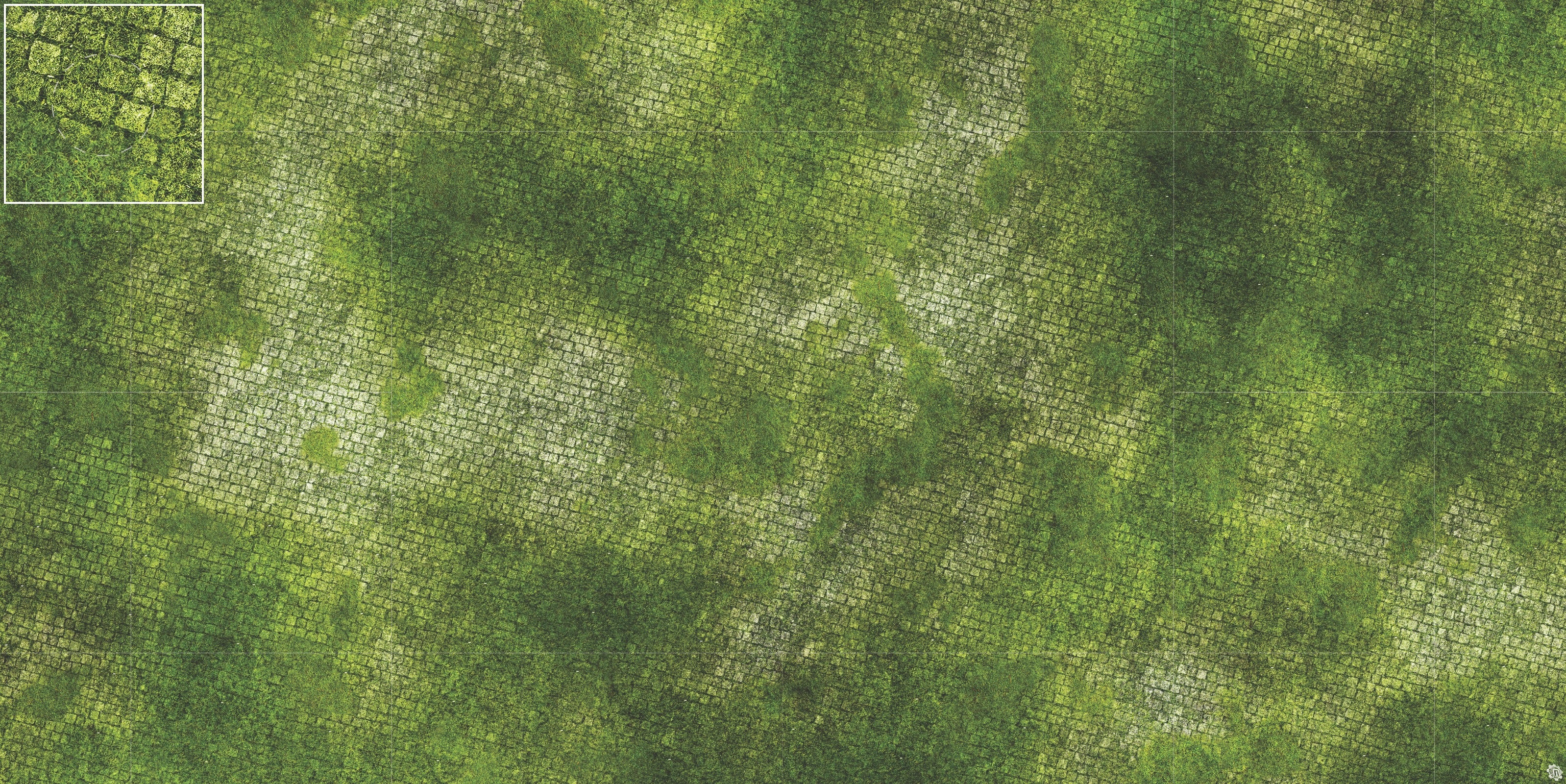 Mats by Mars: Overgrown Cobbles Tabletop Wargaming Play Mat