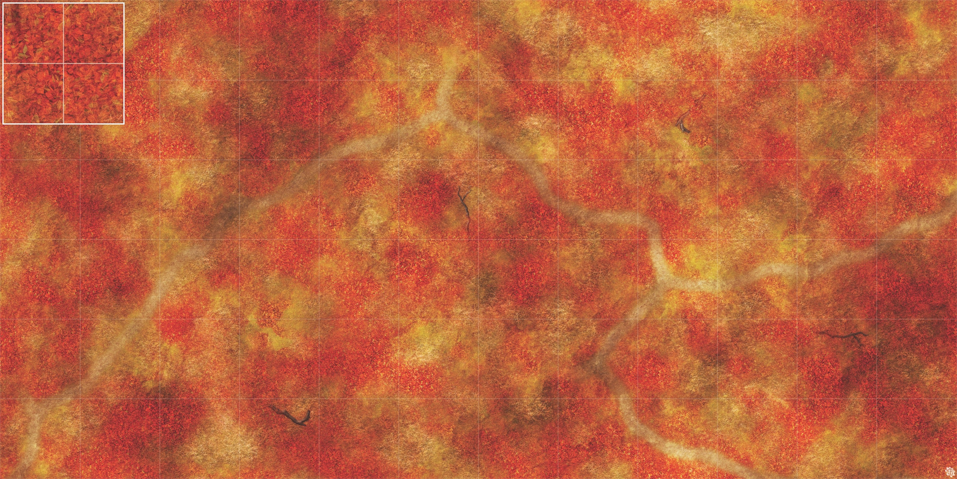 Mats by Mars: Autumn Forest Trail Tabletop Wargaming Play Mat