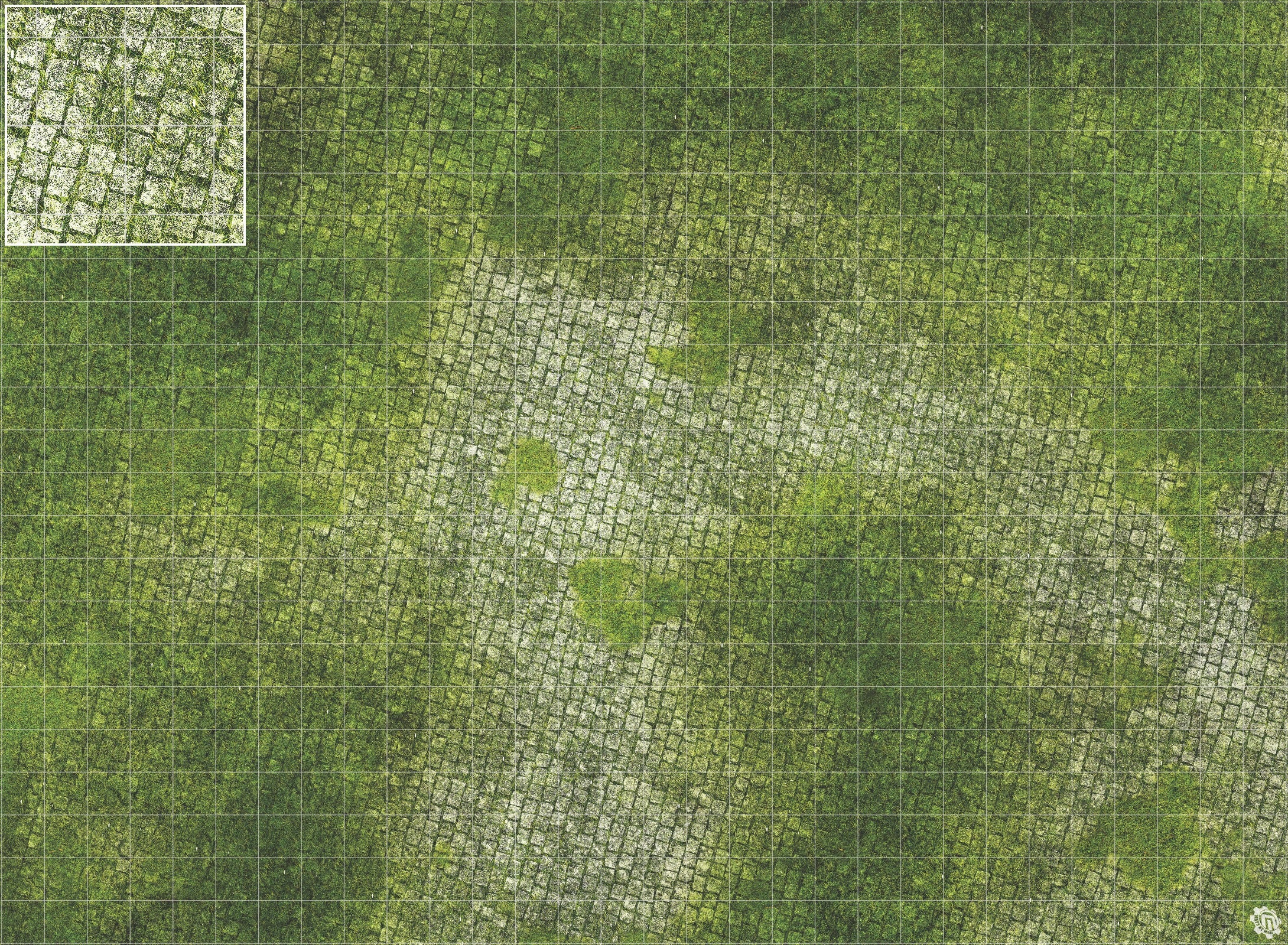 Mats by Mars: Overgrown Cobbles Tabletop Wargaming Play Mat