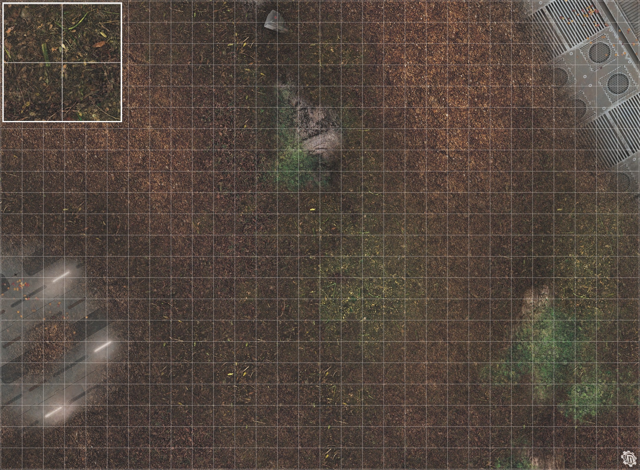 Mats by Mars: Hidden Outpost (White) Tabletop Wargaming Play Mat