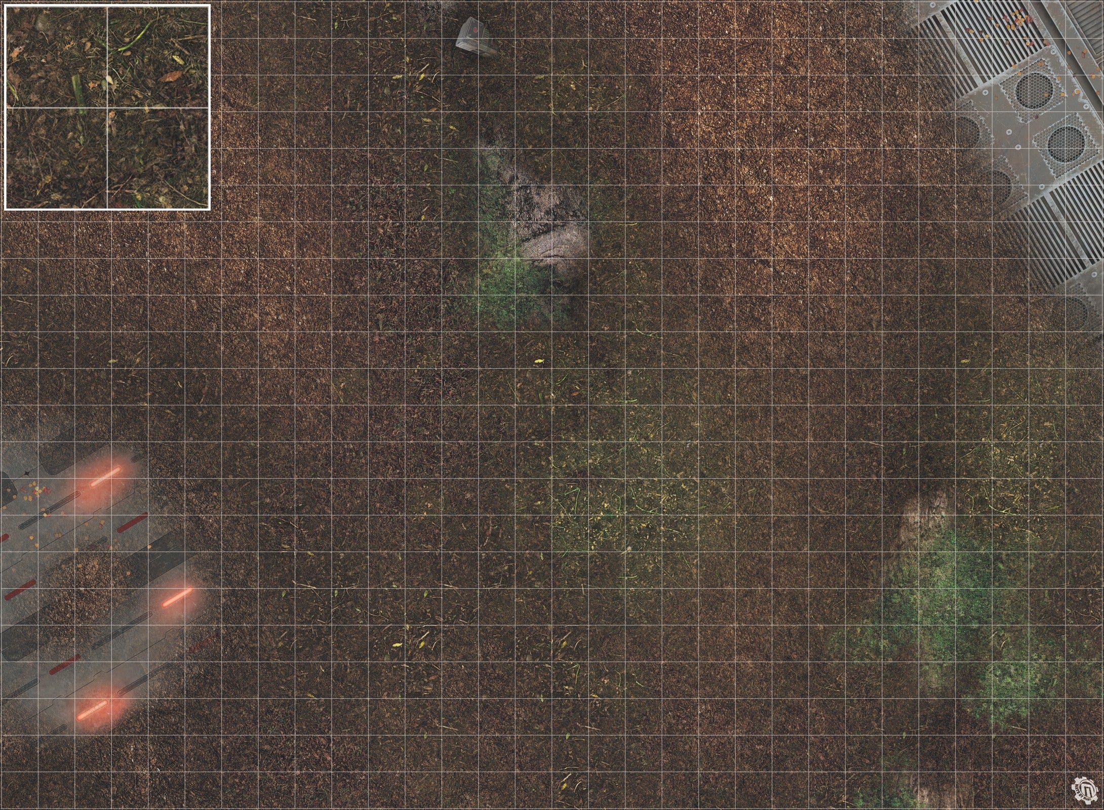 Mats by Mars: Hidden Outpost (Red) Tabletop Wargaming Play Mat