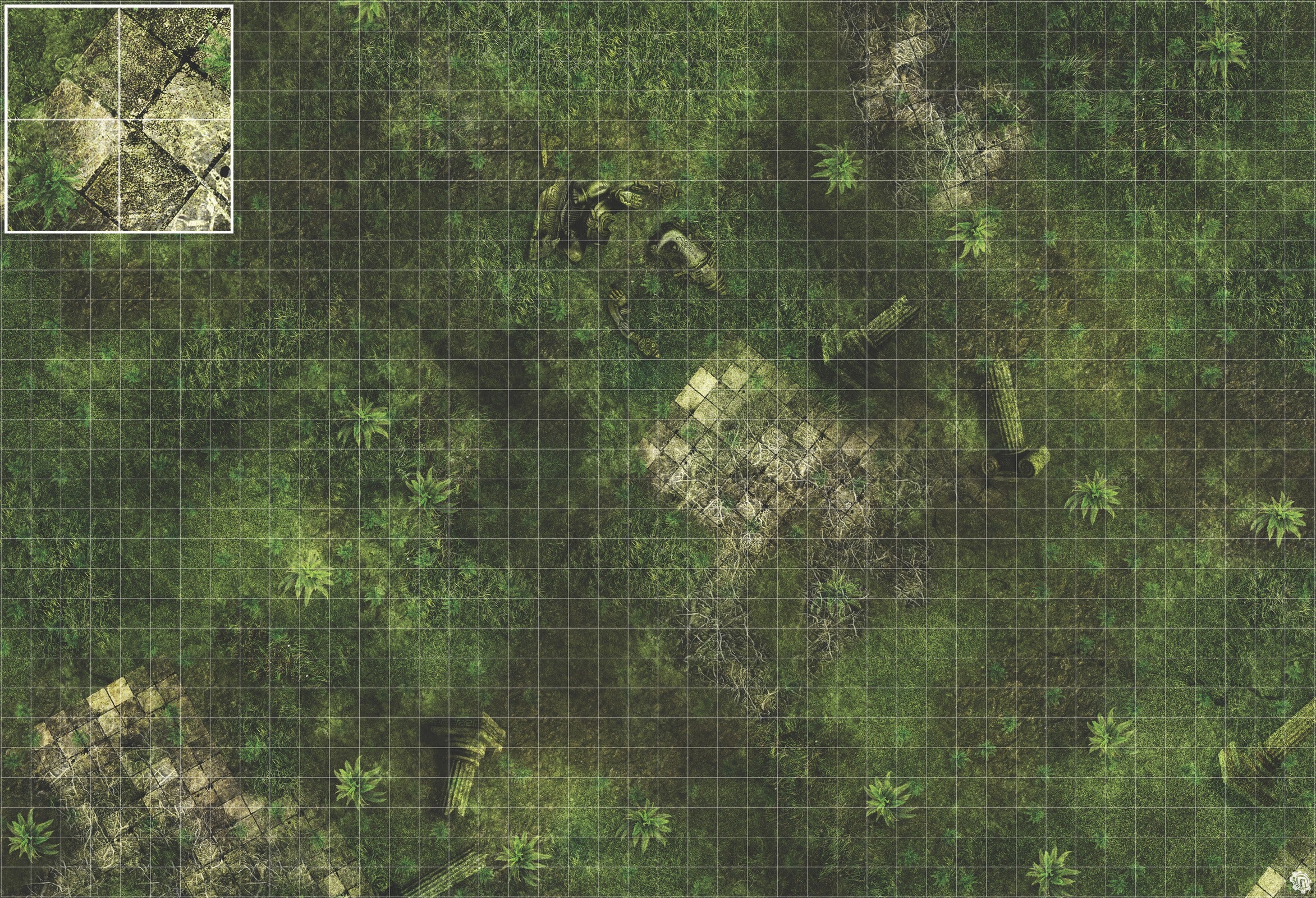 Mats by Mars: Forgotten Temple (Plaza) Tabletop Wargaming Play Mat