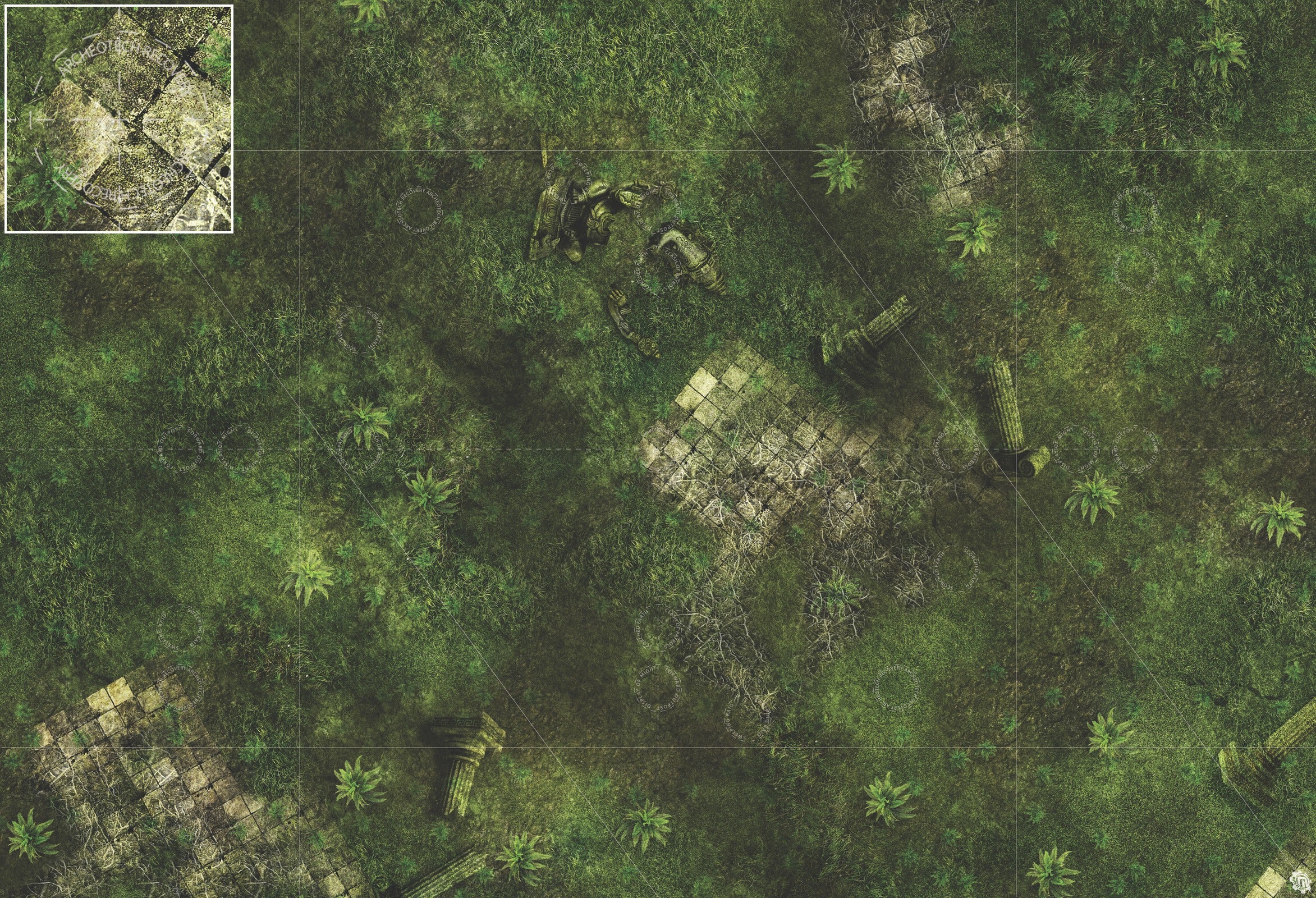 Mats by Mars: Forgotten Temple (Plaza) Tabletop Wargaming Play Mat