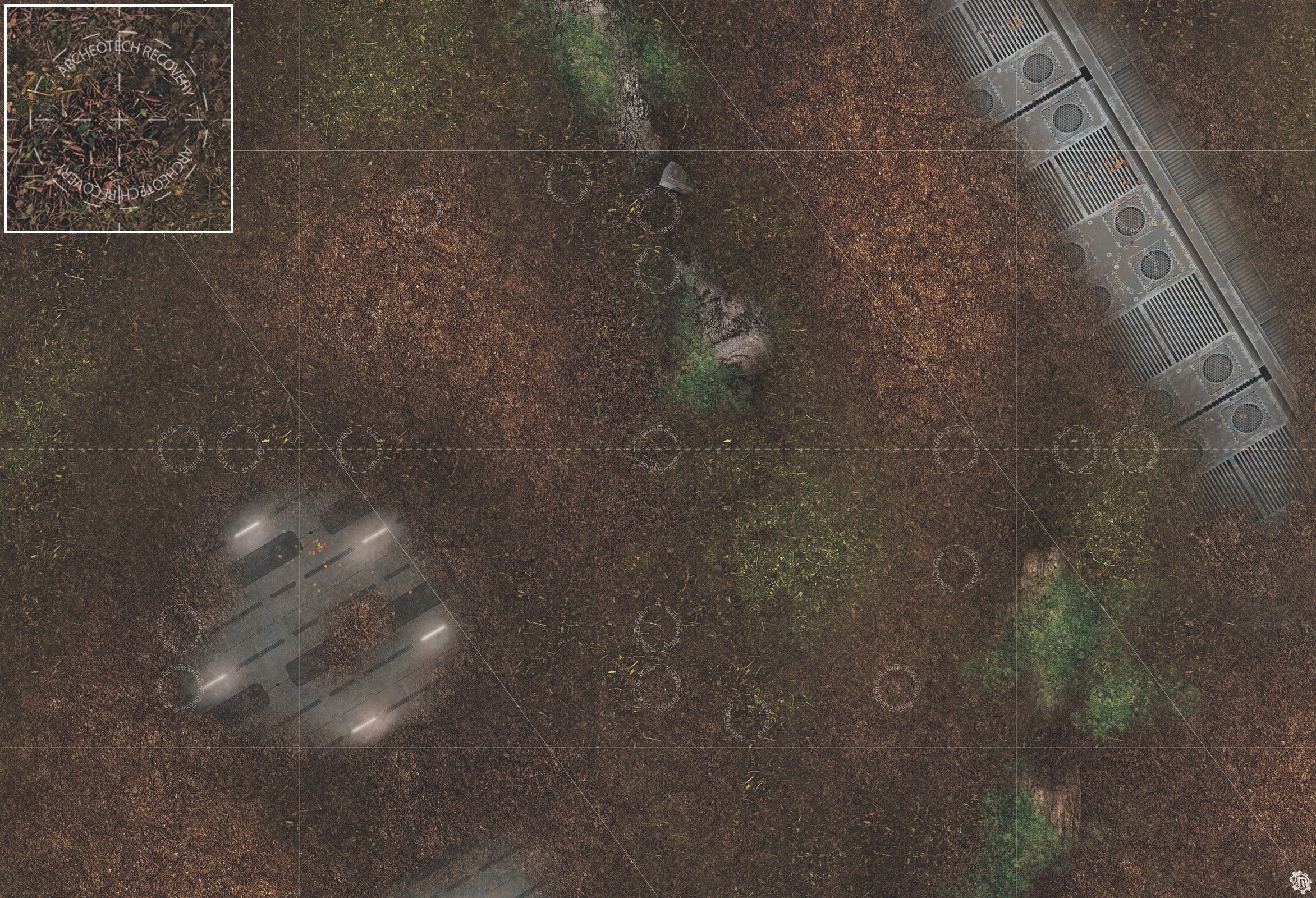 Mats by Mars: Hidden Outpost (White) Tabletop Wargaming Play Mat