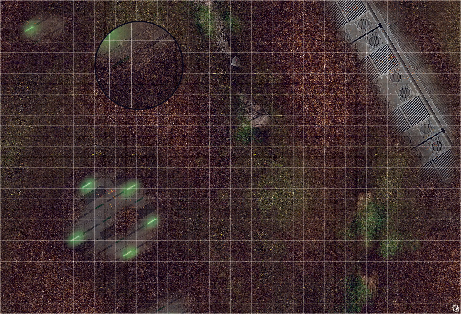 Mats by Mars: Hidden Outpost (Green) Tabletop Wargaming Play Mat