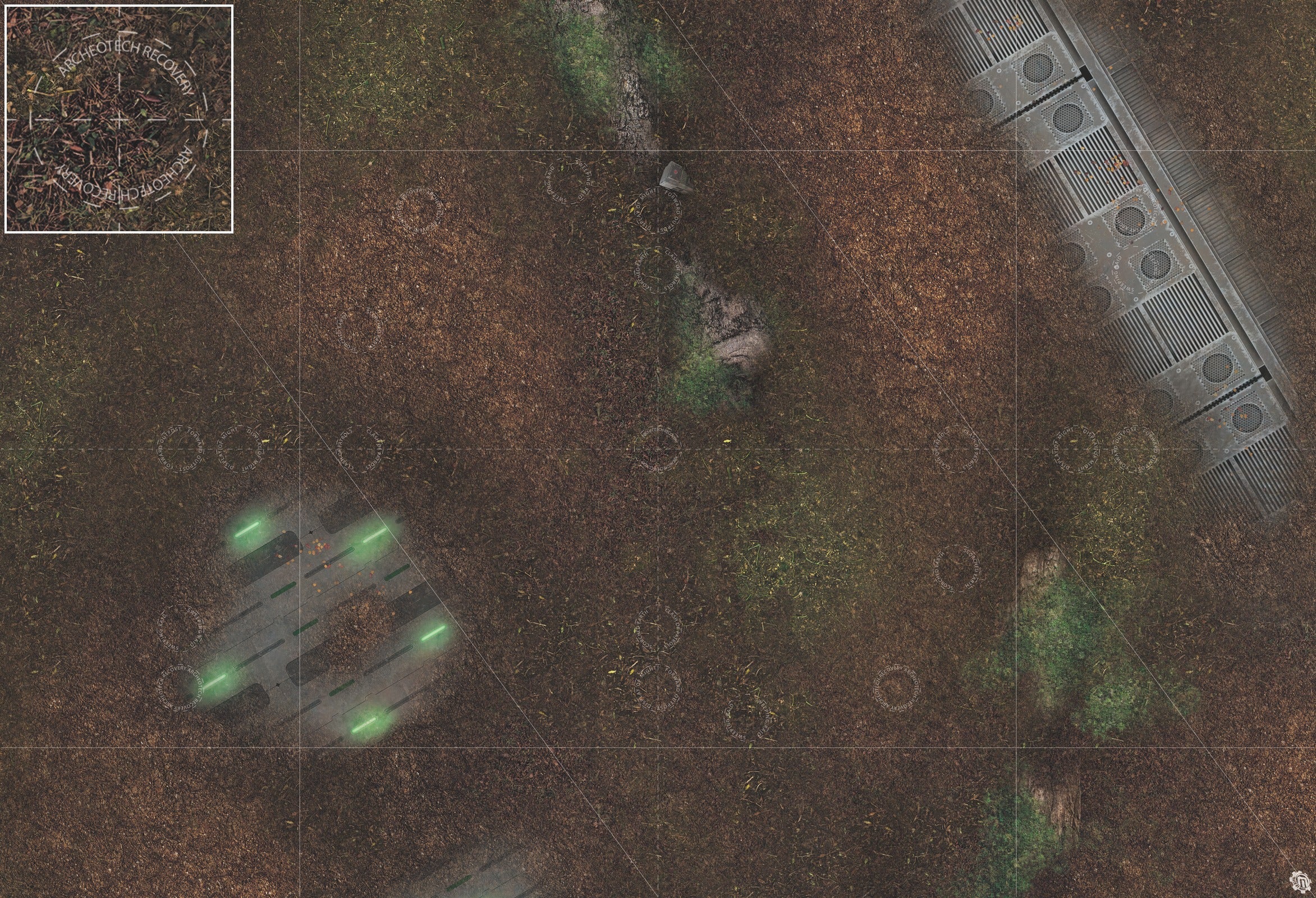 Mats by Mars: Hidden Outpost (Green) Tabletop Wargaming Play Mat