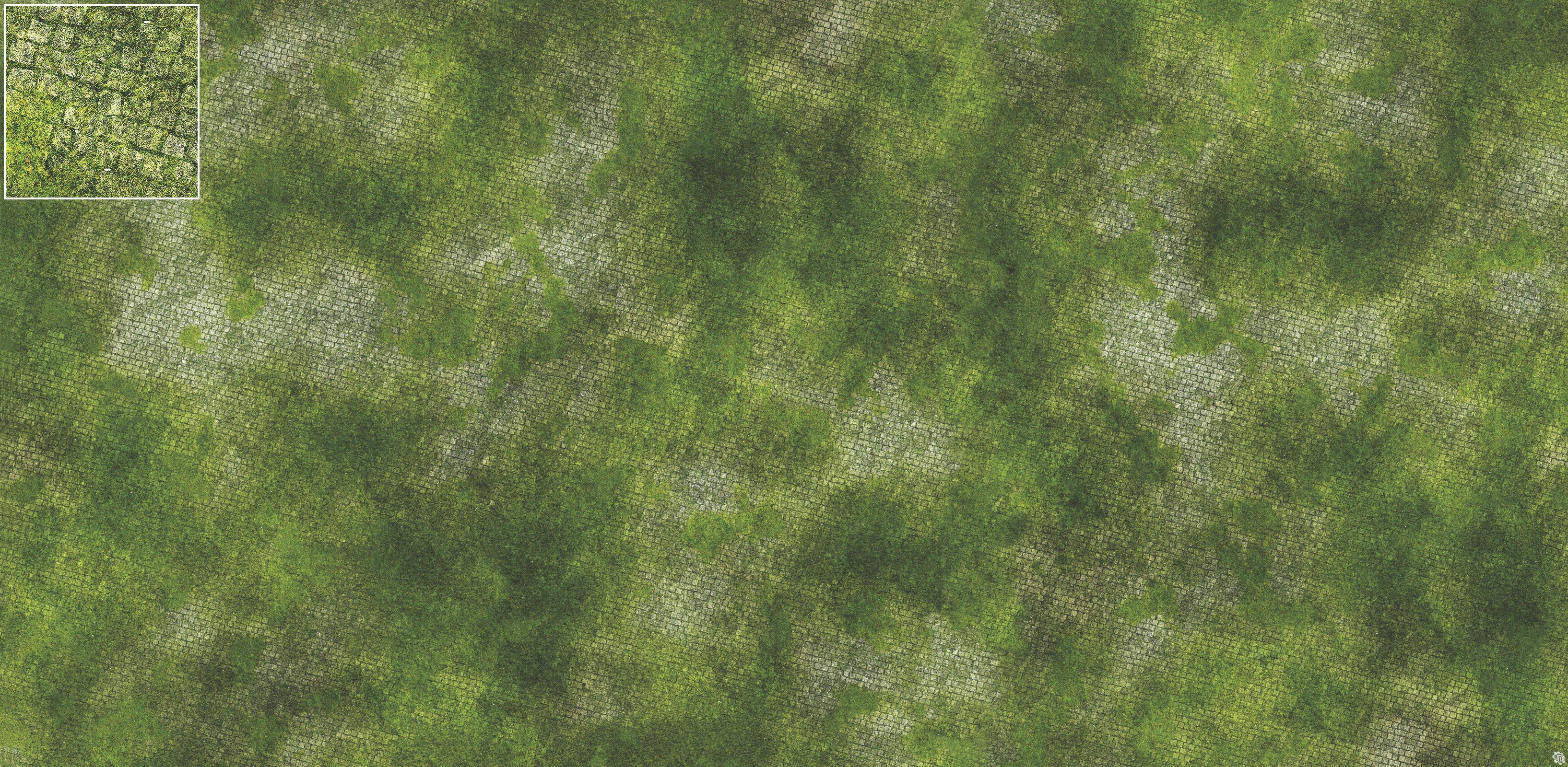 Mats by Mars: Overgrown Cobbles Tabletop Wargaming Play Mat