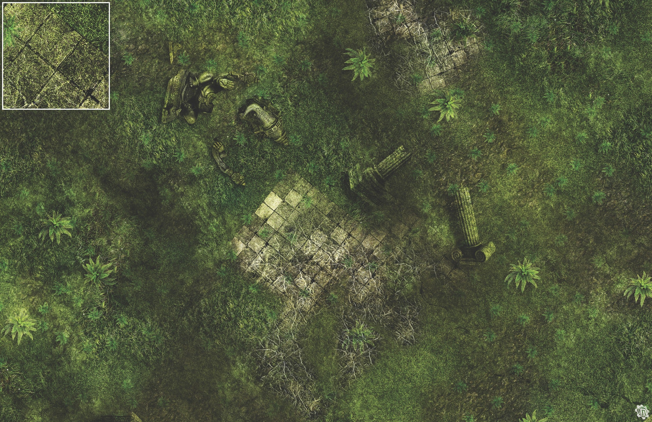 Mats by Mars: Forgotten Temple (Plaza) Tabletop Wargaming Play Mat
