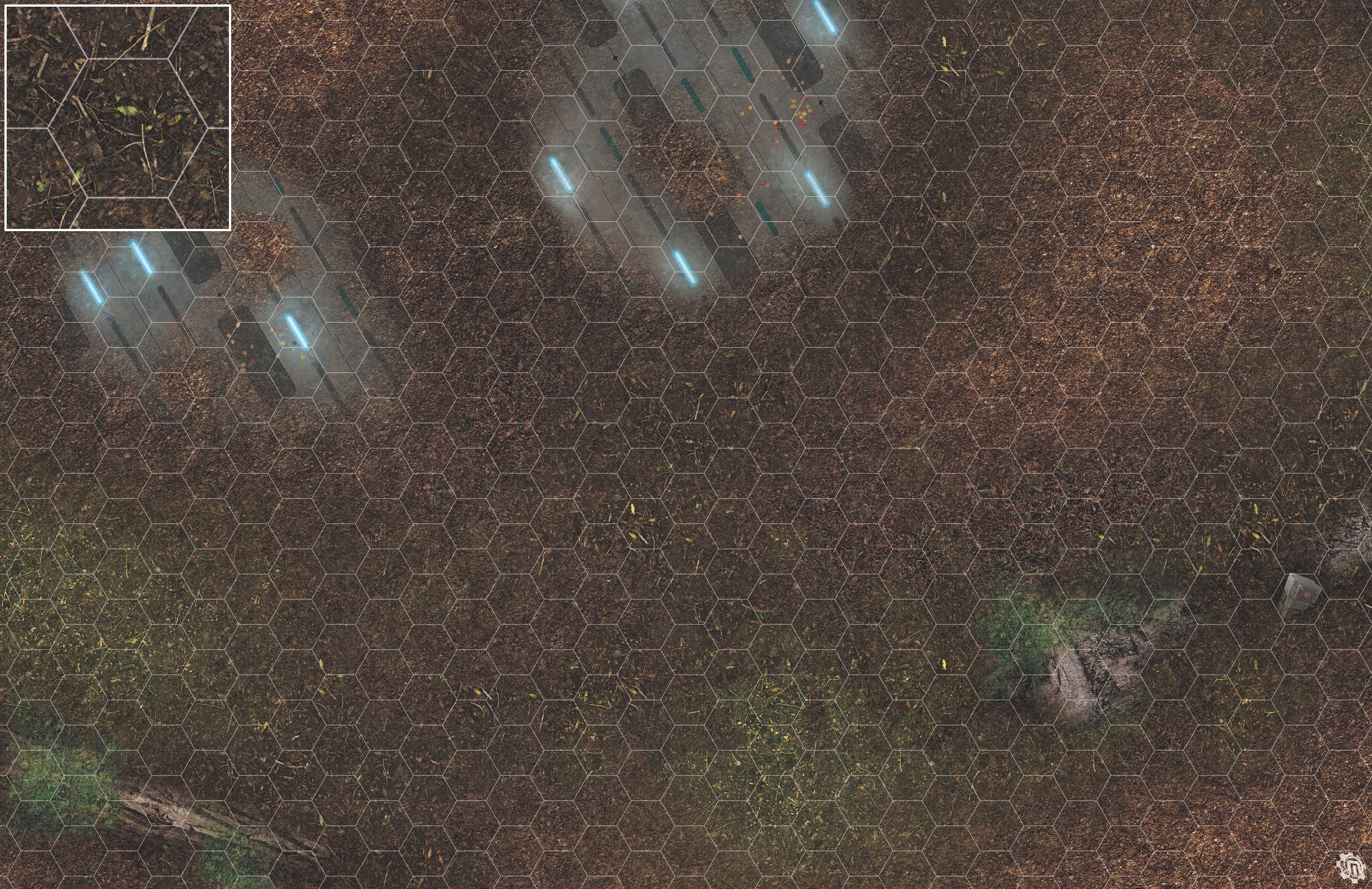 Mats by Mars: Hidden Outpost (Blue) Tabletop Wargaming Play Mat