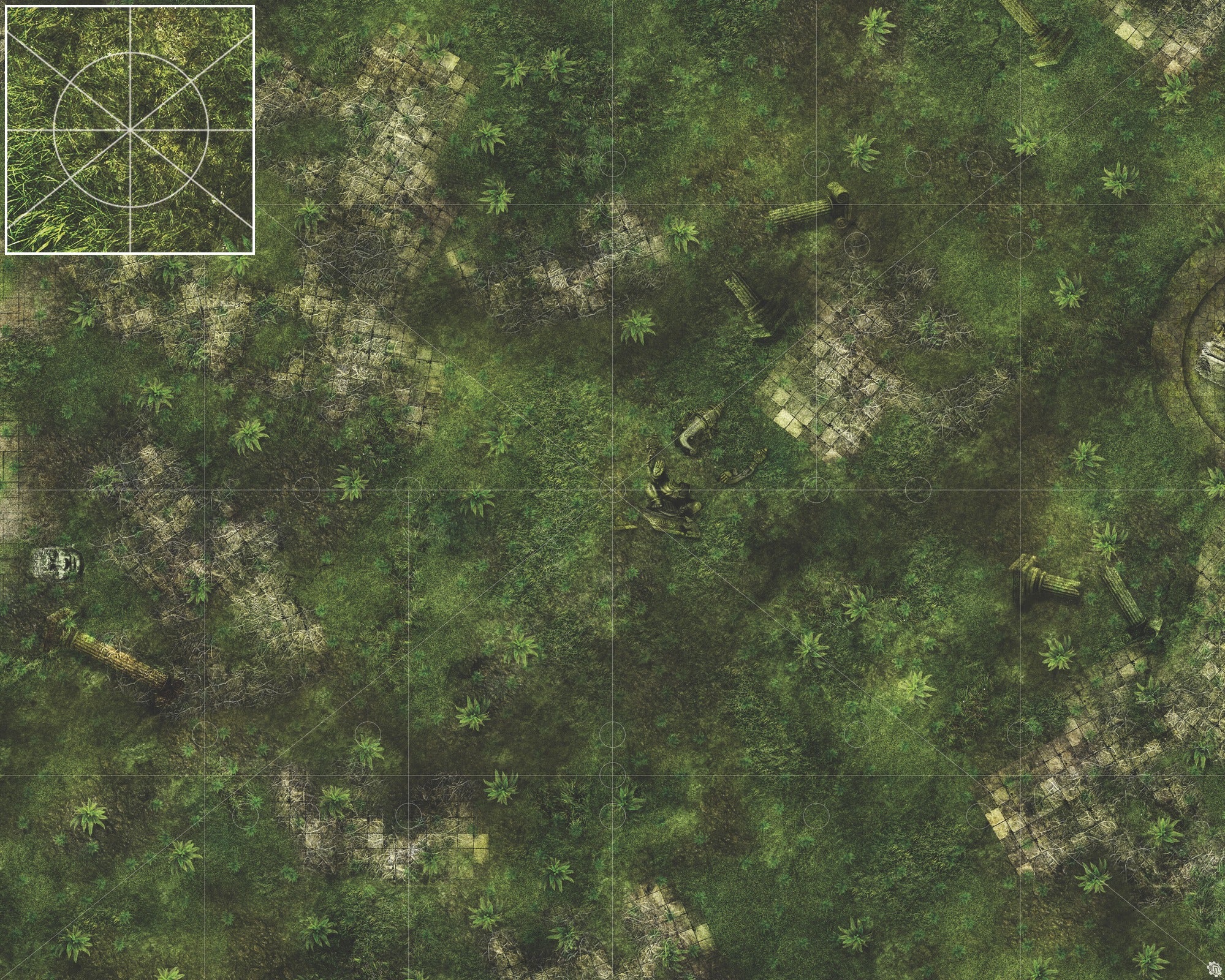 Mats by Mars: Forgotten Temple (Plaza) Tabletop Wargaming Play Mat