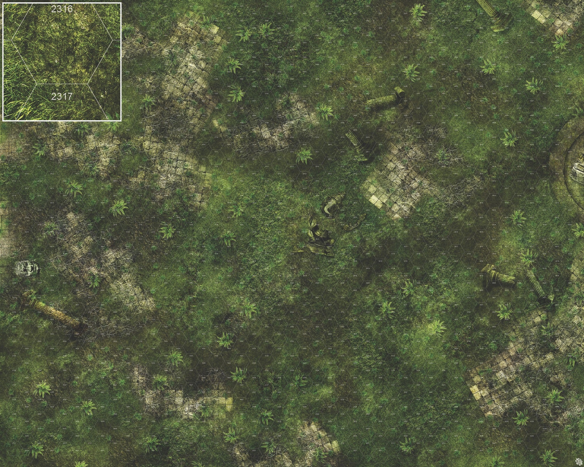 Mats by Mars: Forgotten Temple (Plaza) Tabletop Wargaming Play Mat