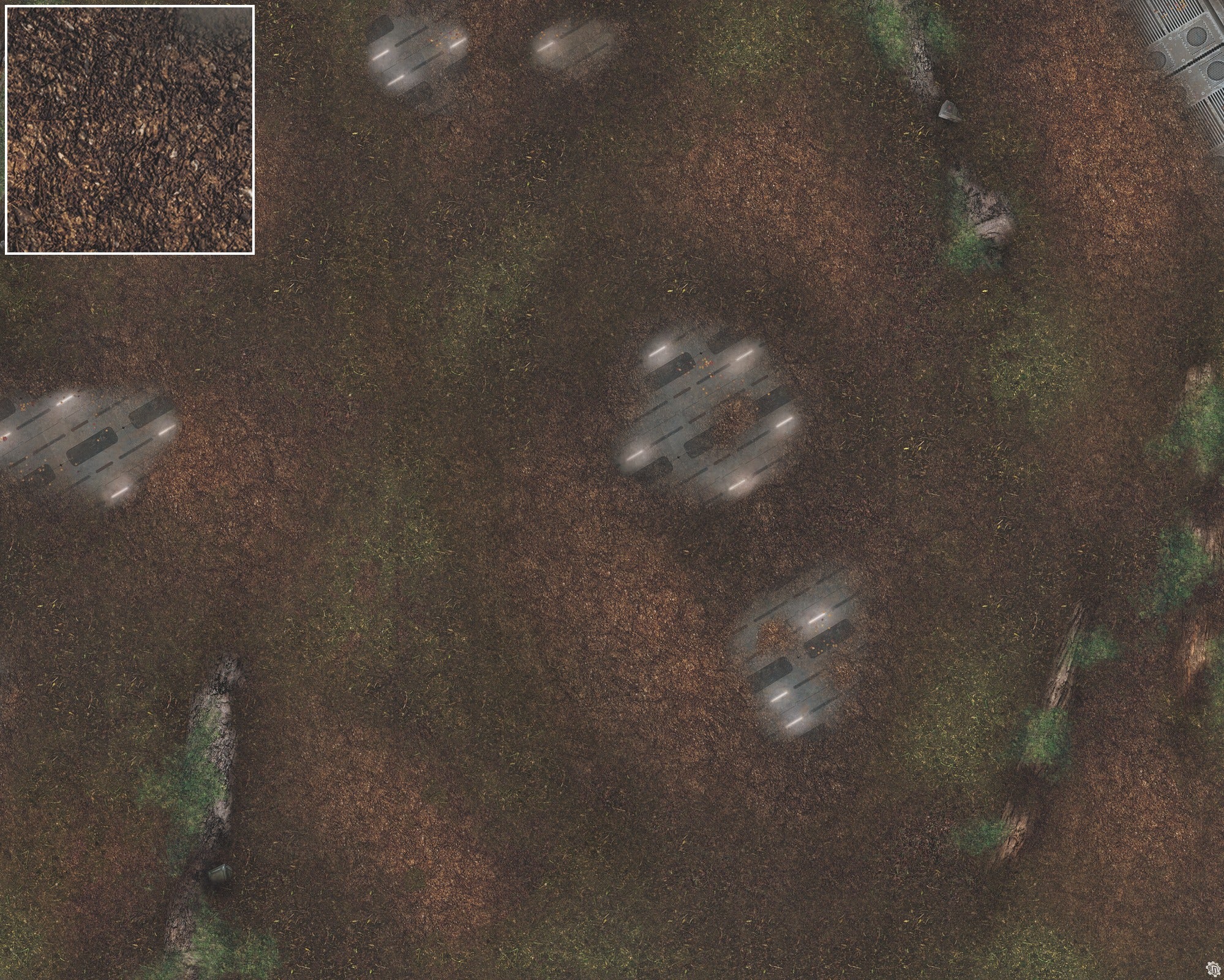 Mats by Mars: Hidden Outpost (White) Tabletop Wargaming Play Mat