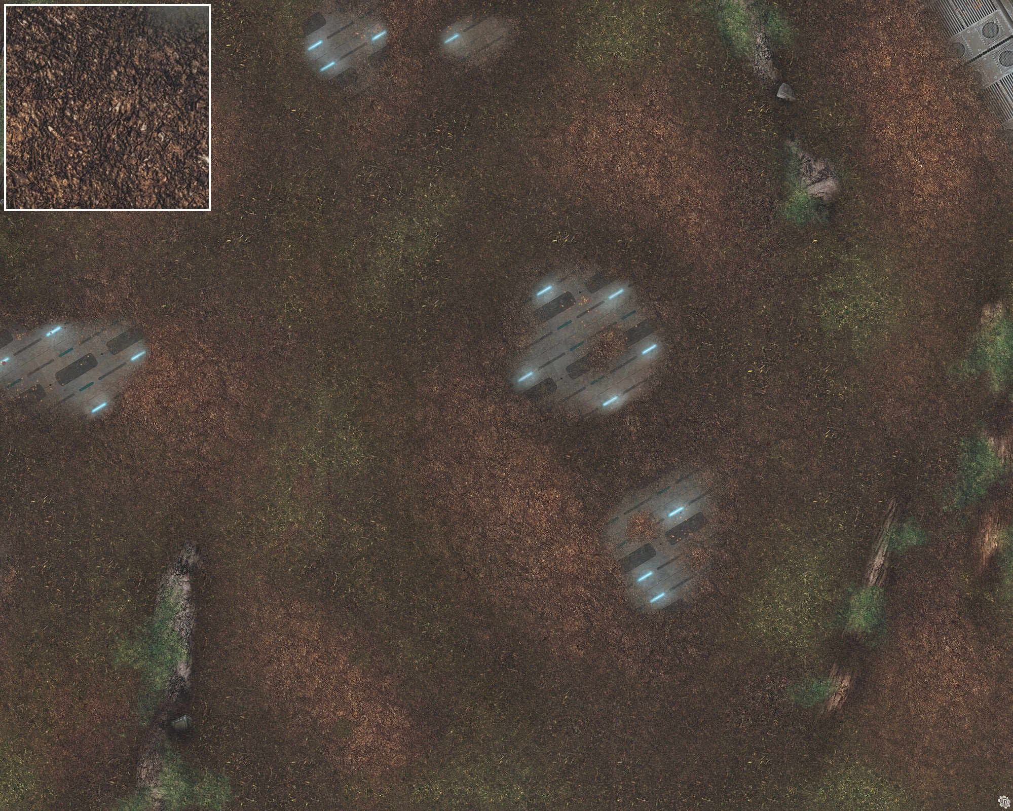 Mats by Mars: Hidden Outpost (Blue) Tabletop Wargaming Play Mat