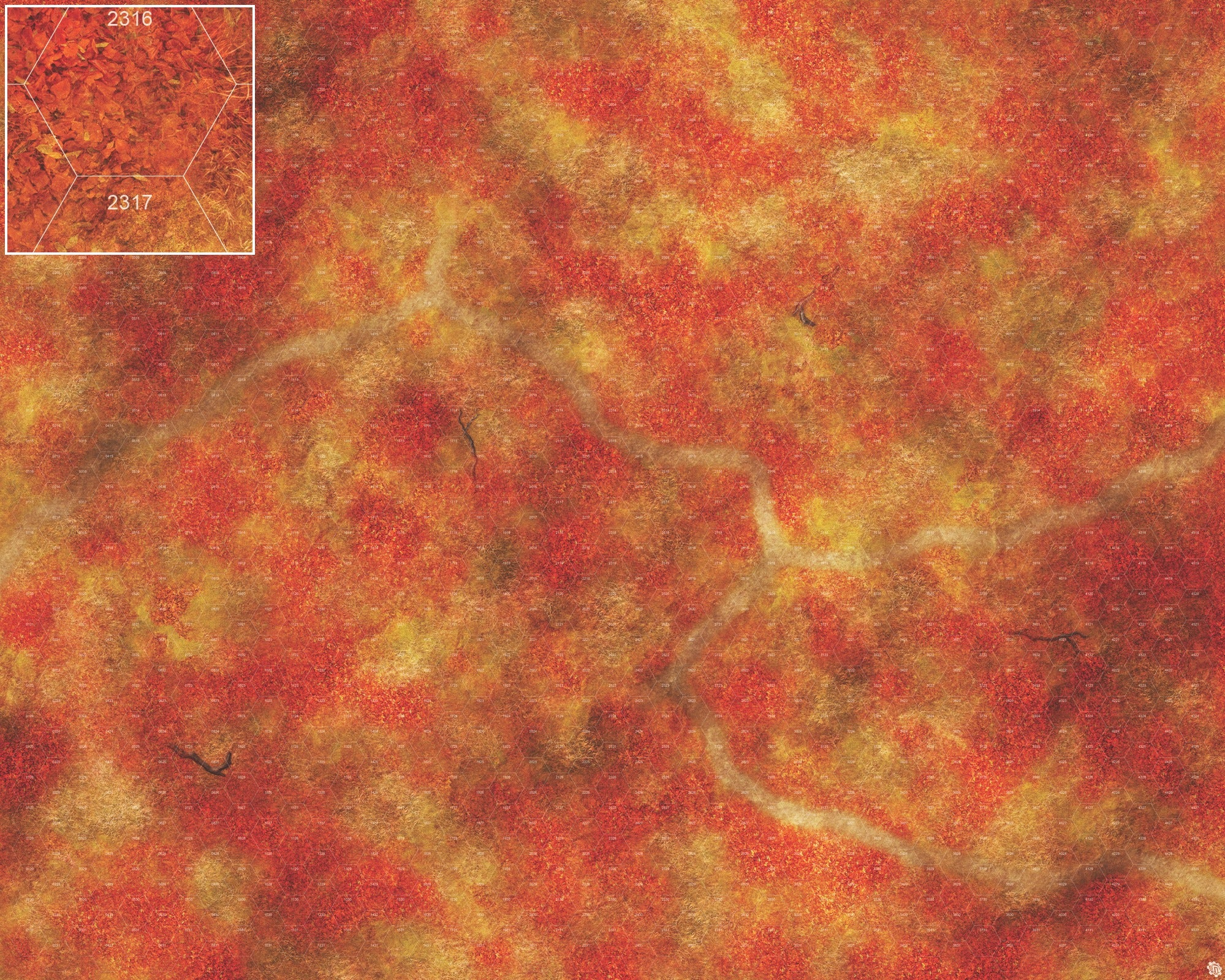 Mats by Mars: Autumn Forest Trail Tabletop Wargaming Play Mat